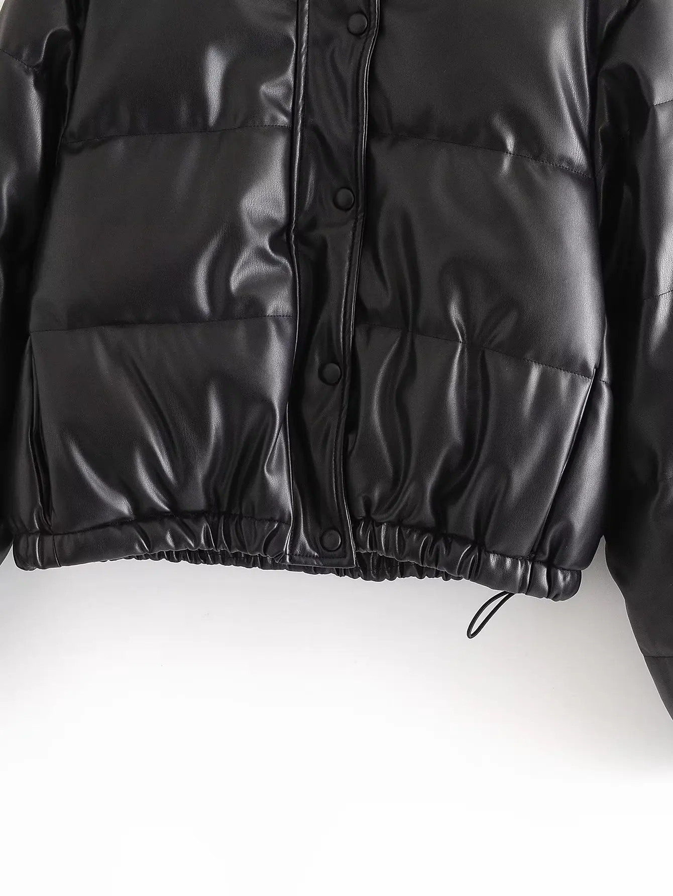 SLTNX Women Coat 2022 PU Jackets Long Sleeve Stand-up Collar Woman Coats with Pockets Quilted Jackets Ladies Warm Outerwear