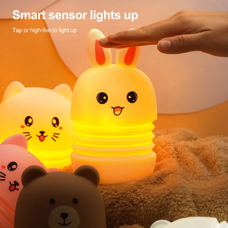 

LED Night Lamp Telescopic Silicone Animal Light Colorful Child Gift Sleepping Creative Bedroom Atmosphere Desktop Decor Lamp