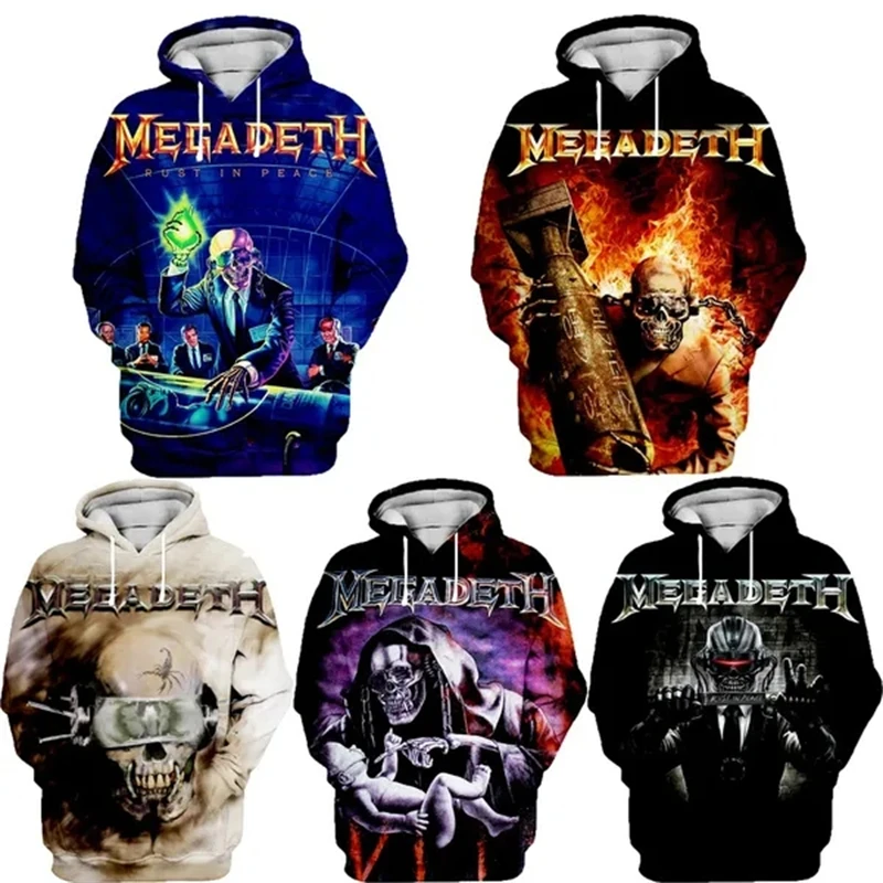 

New Fashion Megadeth Band 3D Printed Hoodies Men Coat Jacket Power Sweatshirts Thin Hoody Comfortable Top Popular Hooded Male