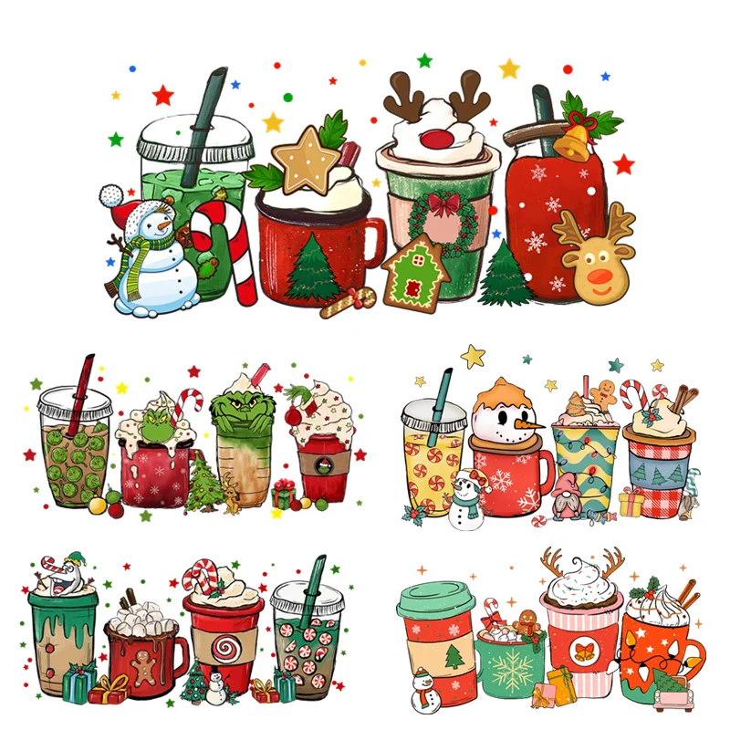 С Рождеством зимние кофейные нашивки Санта-Клауса для одежды теплопередающие