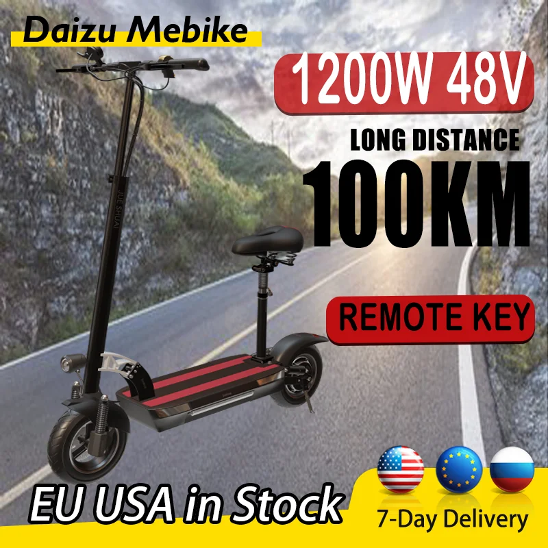 

Daizu Mebike ElectriC Scooter 100KM Scooter Electric 1200W 48V E Scooter 65KM/H Max Speed Scooter for Adult Foldable with Seat
