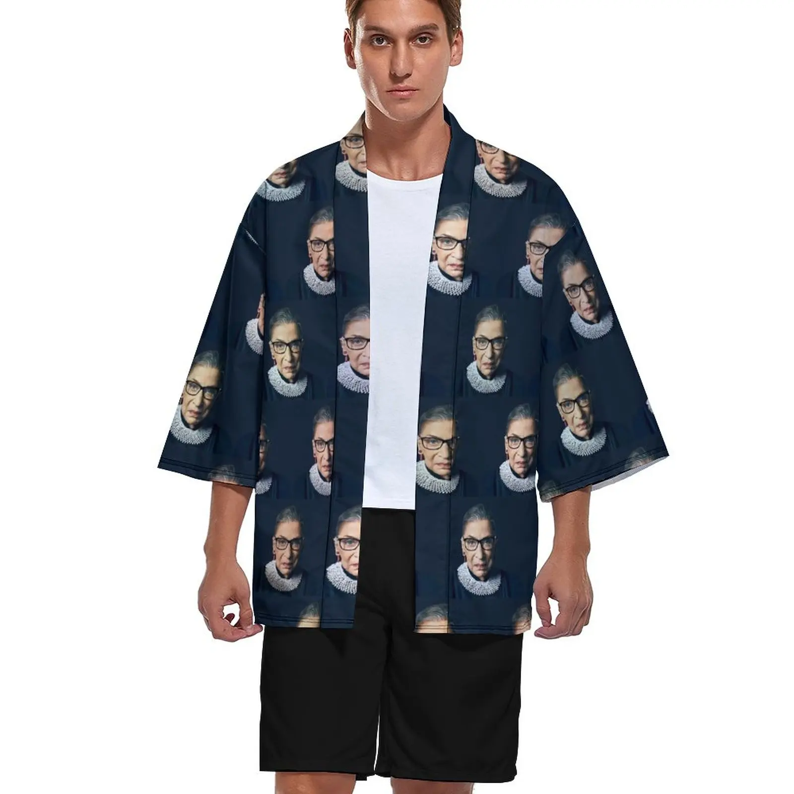 

Женское кимоно, кардиган Рут Бадер гинсбург, Классическая рубашка с принтом, мужские и женские рубашки