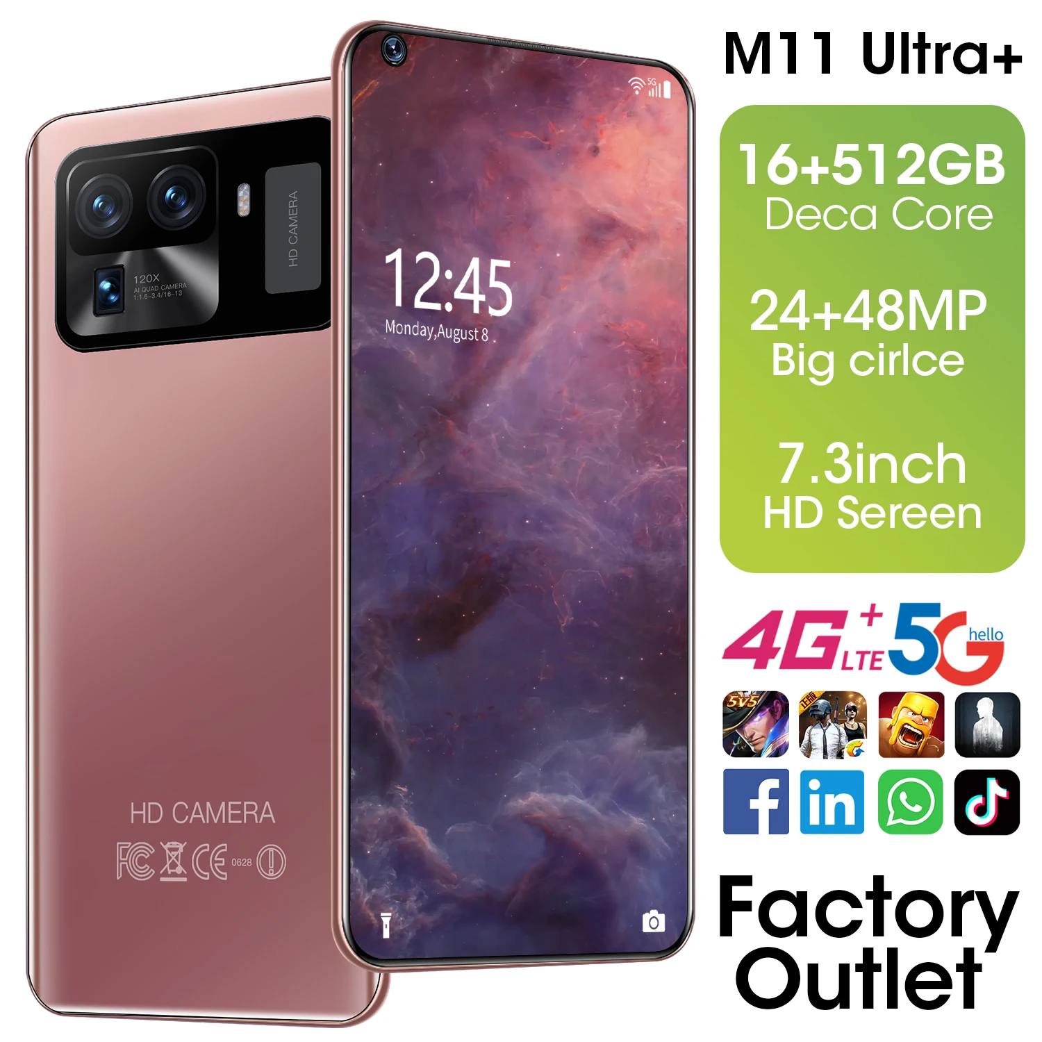 

Смартфон M11 Ultra +, 7,3 дюйма, 16 + 512 ГБ, 6800 мАч, 24 + 48 Мп, Android 10,0, 10 ядер, 6800 мАч, две SIM-карты, мобильный телефон MT6899