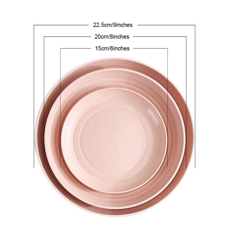 4Pcs Eco-Friendly Biodegradable Unbreakable Dinner Plates Set Wheat Straw Restaurant Specialty Saucer Plastic For Picnic Dishes | Дом и сад