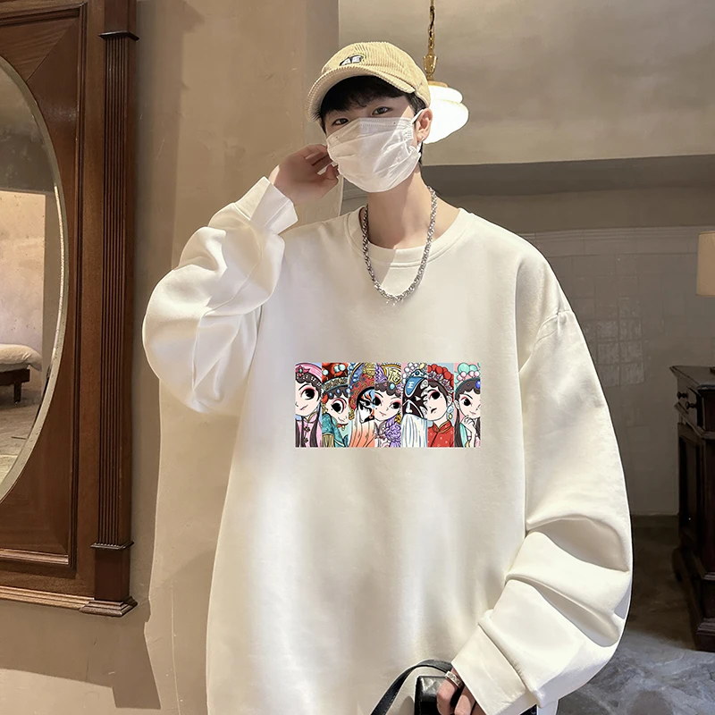 

Мужской пуловер с забавным мультяшным принтом, с круглым вырезом