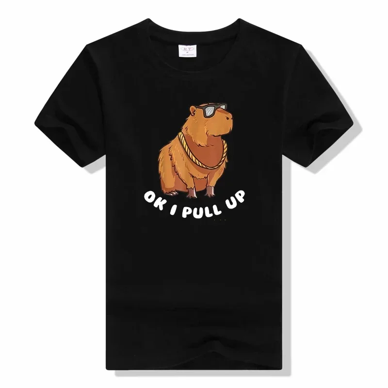 Капибара очки Ok I Pull Up футболка забавная Милая с животными s повседневная
