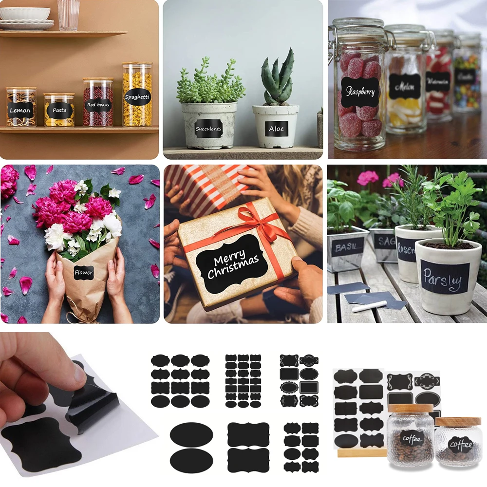 

Erasable Chalkboard Tags Sticker Reusable Kitchen Spice Label Sticker Home Jars Bottles Tags Home Storage Mark Labels