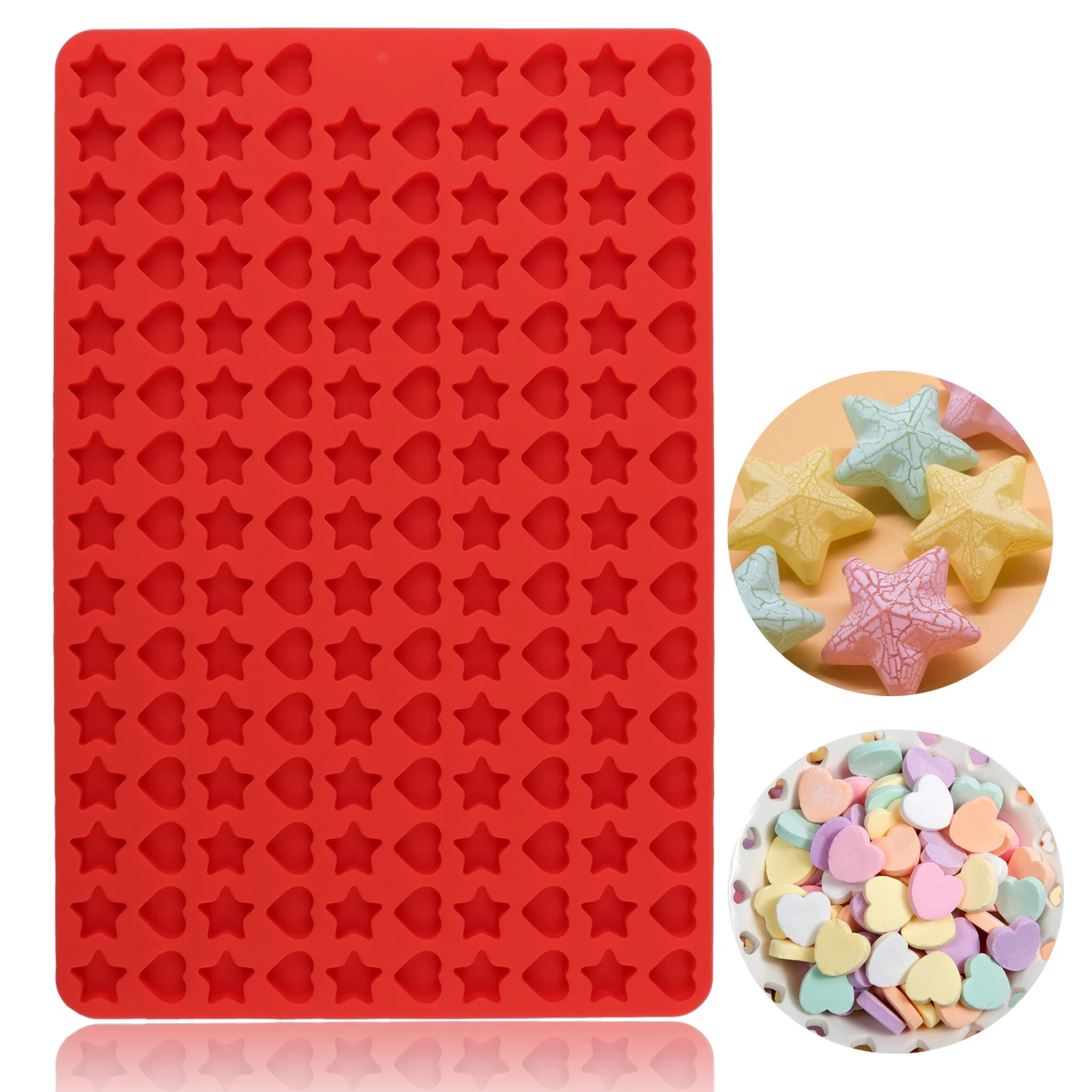 Chocolate Candy Molds,148 Cavity Star &Love Shape Food Grade Silicone Molds Tray for Dog Biscuit Or Treat Candy, Gummy,Cookie,