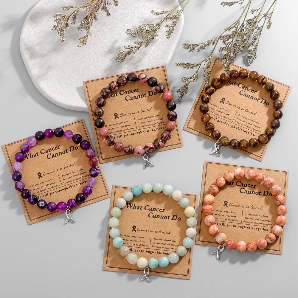 Браслеты с изображением рака груди природный камень искусственный кошачий глаз