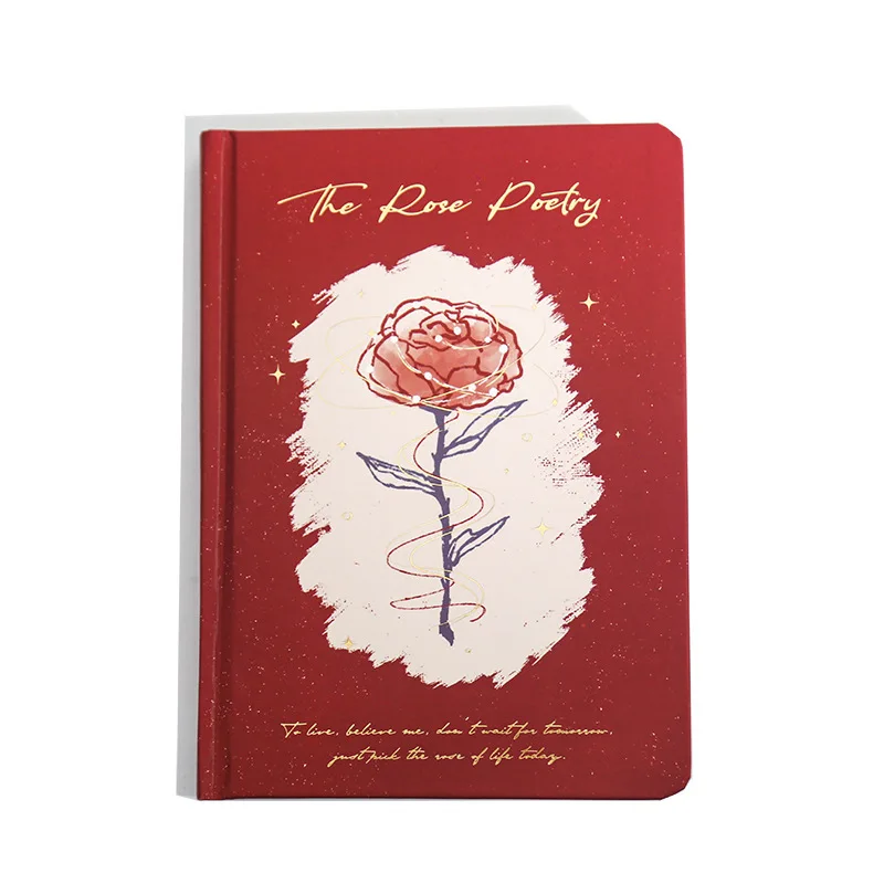 

For Rose Romantic Floral Hardcover PU Leather Journal Book 192P Thick Diary Agenda Lined+Blank+Grid+Free Paper Planner Gift