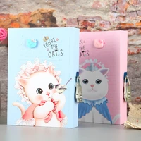 1pc kawaii cat boxed password notebook primary school stationery with lock diary book creative planner agenda 2022 coloring page