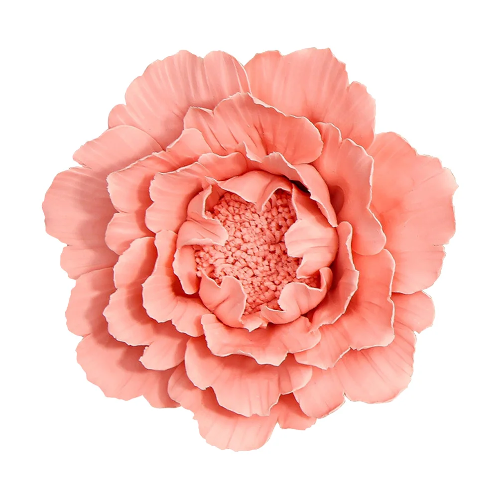 

Wall Flower Decor Ceramic Peony Sculpture 3D Floralflowers Adornment Home Hanging Porcelain Embellishment Ornament Photography