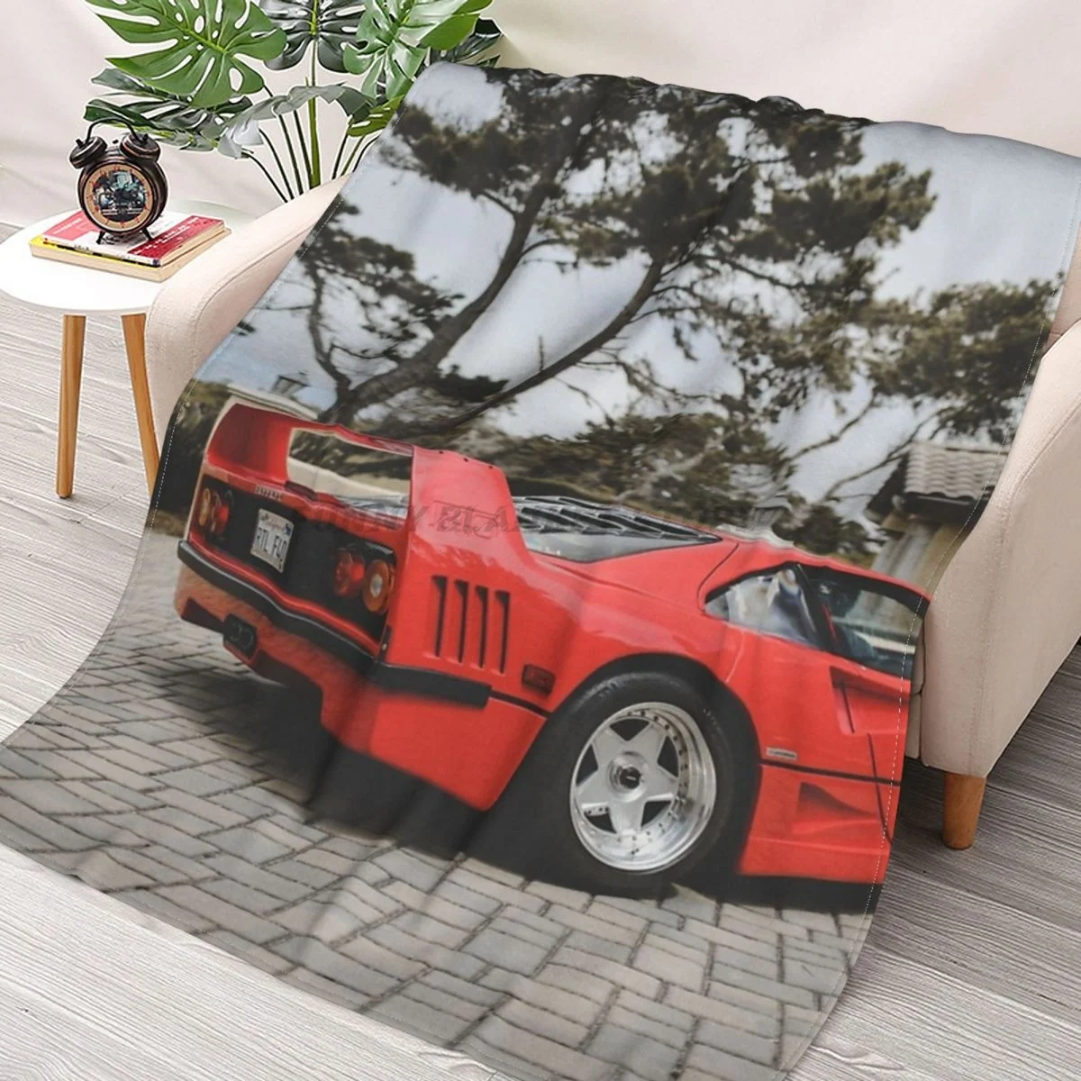 Ferrari F40 Throws Blankets Collage Flannel Ultra-Soft Warm picnic blanket bedspread on the bed
