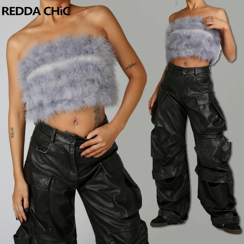 REDDACHiC Hotties зимний плюшевый топ-труба для женщин серый с открытыми плечами без