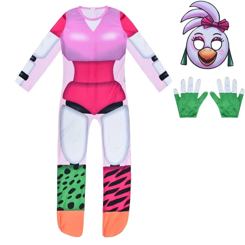 Фото 2026 New Halloween Cosplay Costume Fnaf Horriable for Five Night F-Freddyyed Jumpsuit+mask+gloves Nightmare bear Bonnied A AABA №4