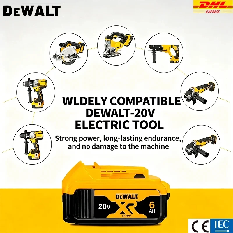 Оригинальный аккумулятор DeWalt 20V 60V 6Ah 9Ah MAX для электроинструментов, замена для DeWalt DCB184 DCB182 DCB205 DCB200, 18В 20В (art.: 3920db92d29f4) - 3920db92d29f4