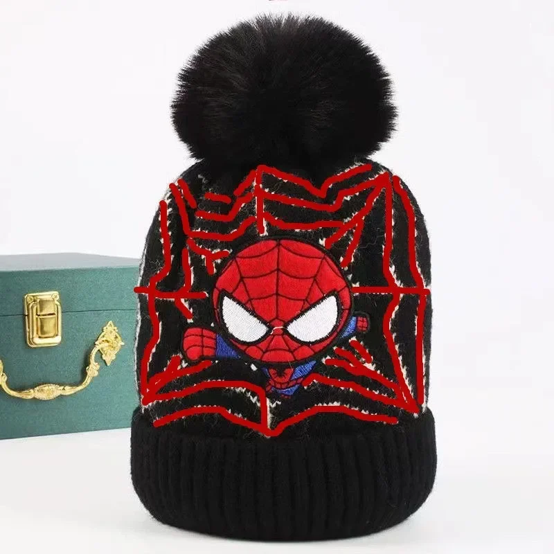 Детская осенне-зимняя теплая шерстяная шапка с Человеком-пауком Marvel