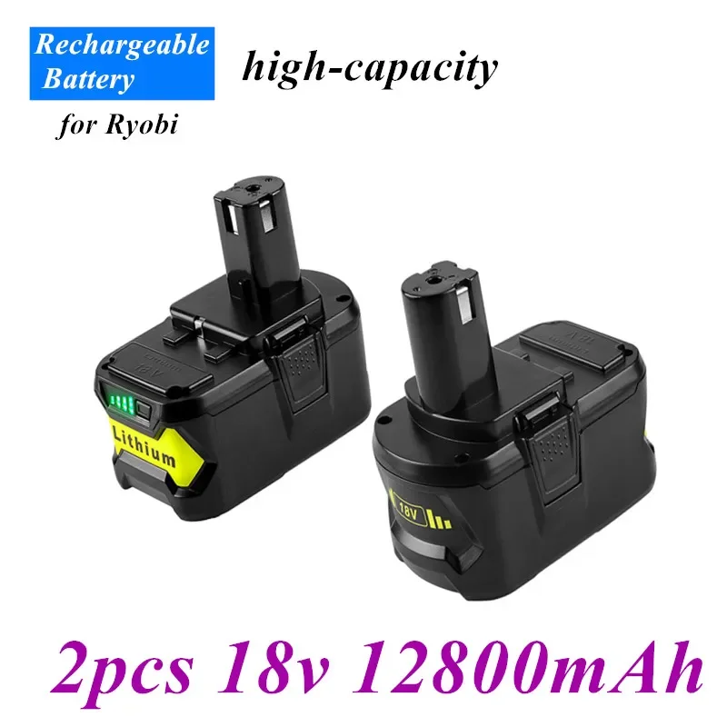

18V 12.8AH Li-ion Rechargeable Battery for Ryobi ONE+ cordless Power Tool BPL1820 P108 P109 P106 P105 P104 P103 RB18L50 RB18L40