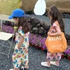 MILANCEL 2023 Summer Girls Set Vest Ninth Pants Loose Flower Suit Children Tops Kids Clothes 4