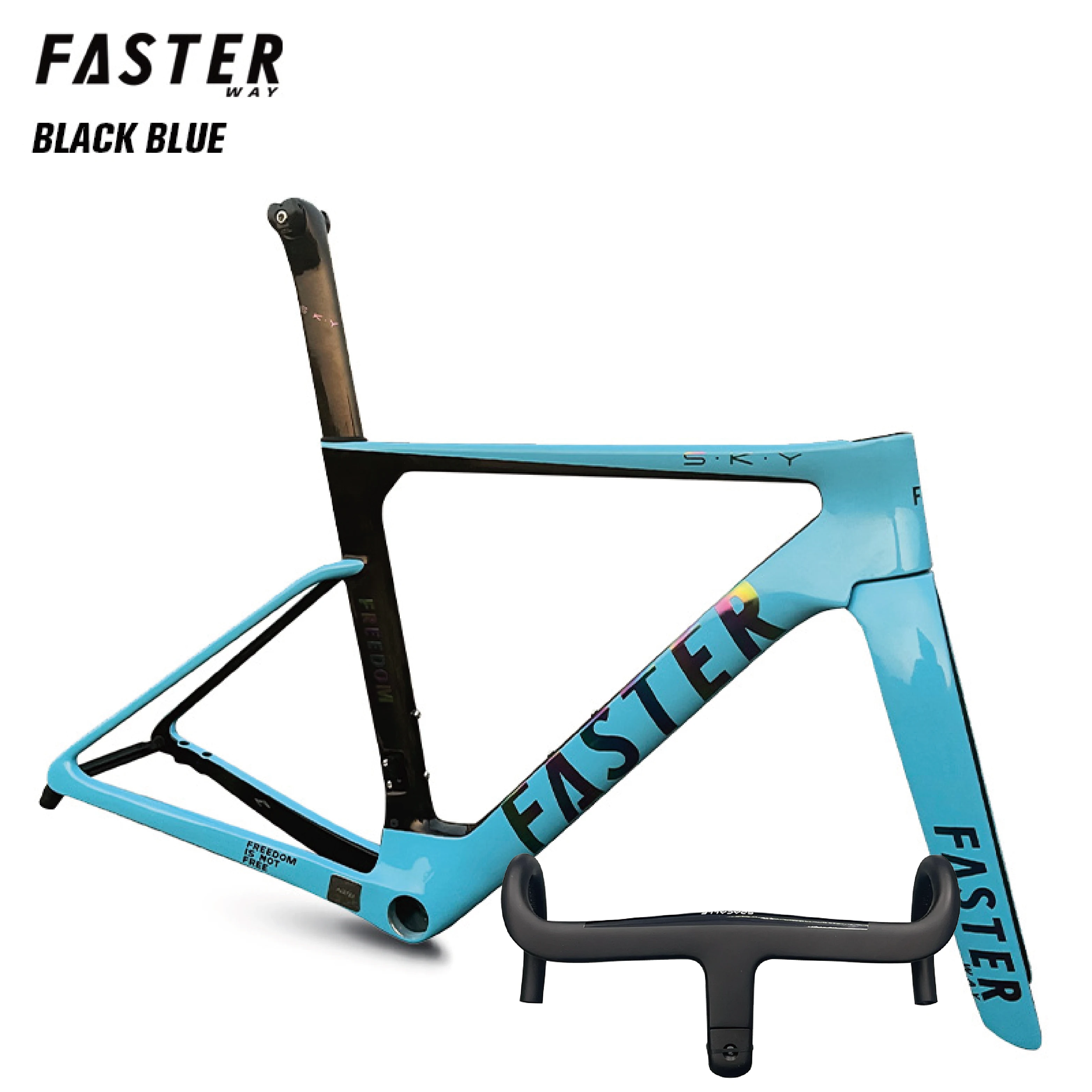 Фото Новая модель T47 FASTERWAY Freedom Frameset: карбоновая рама для шоссейного велосипеда с вилкой, зажимом подседельного штыря, рулевой колонкой, рулем, дисковыми тормозами 32C. №3