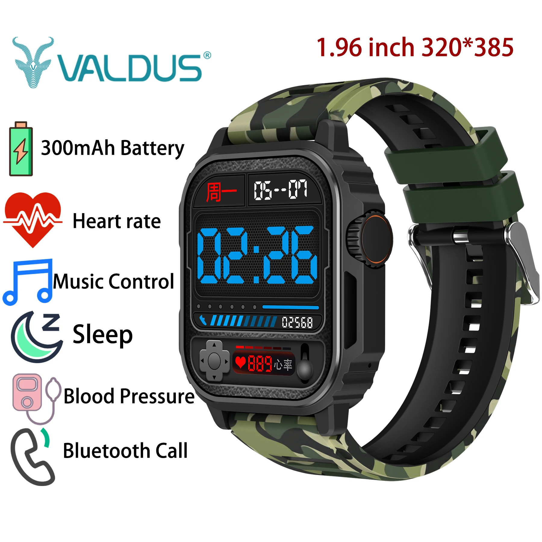 

2023 New VL20 Smart Watch 1.96 inch 320*385 GPS Compass Bluetooth Call Heart Rate Blood Pressure Sport Smartwatch for Men Women