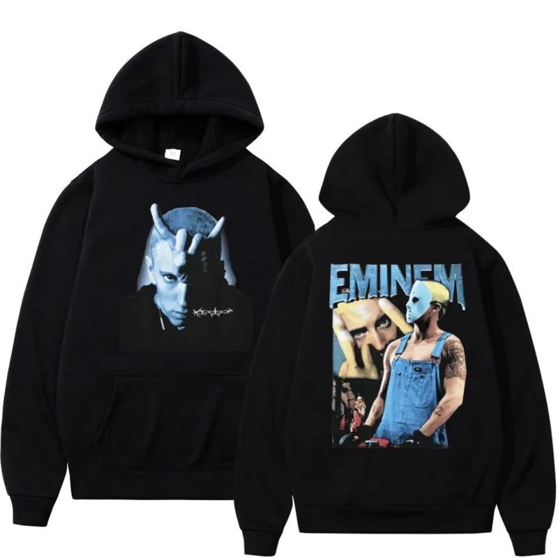 

Hip Hop Rapper Eminem Slim Shady Hoodie 90s Vintage Graphic Sweatshirt Men's Women's Gothic Oversized Streetwear Pullover Unisex