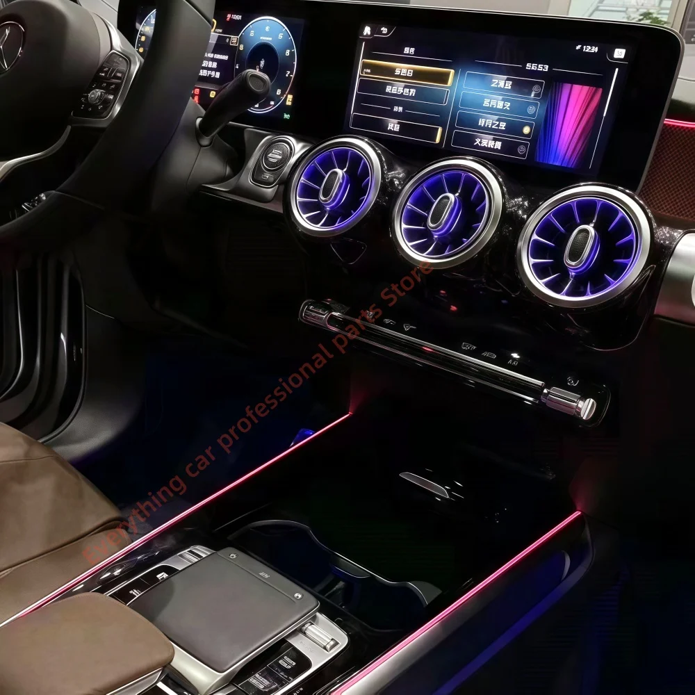 Фото Автомобильный 64-цветный светодиодный окружающий свет для Mercedes-Benz GLB X247 GLA H247, крышка дверного динамика, вентиляционное отверстие для кондиционера, атмосферная модификация №3