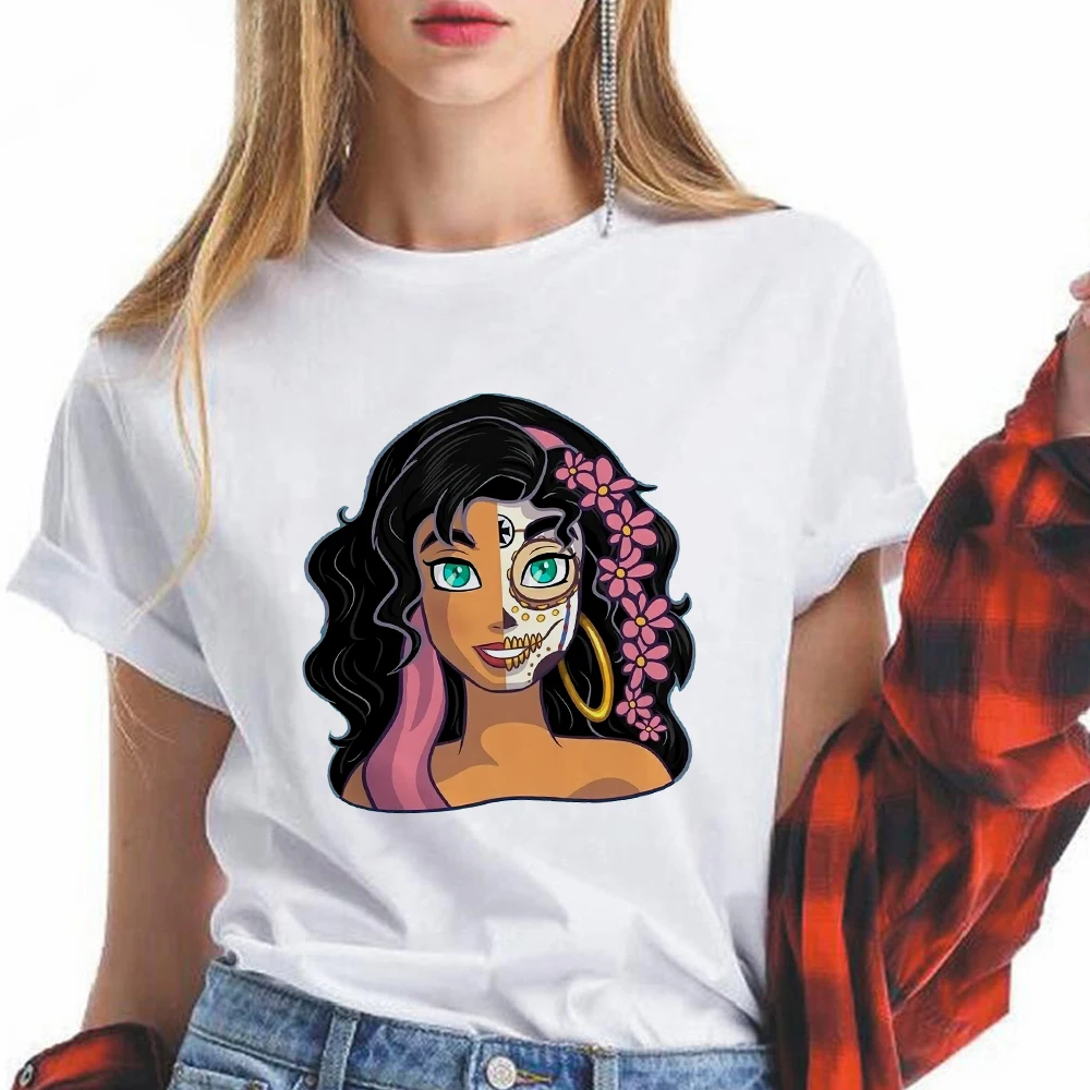 

Day Of The Dead Skull Princess Series Maleficent Printing T Shirts Female O-Neck Tees Harajuku Top Clothes Disney Women T-shirts