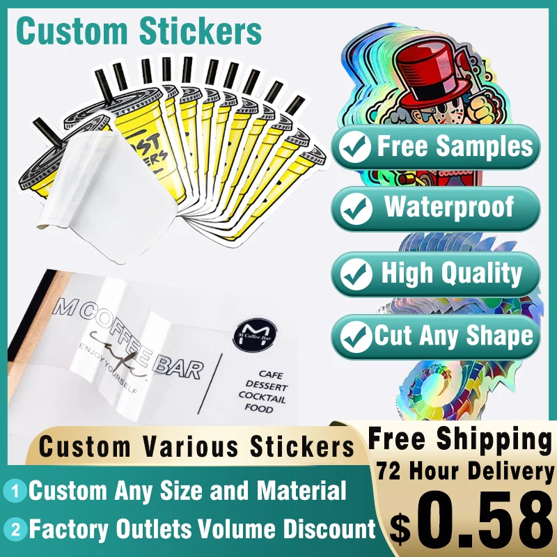 

Custom Stickers with Logo Personalized Thank You Name Stickers Die Cut Customize Waterproof Adhesive Label Decals for Car Laptop