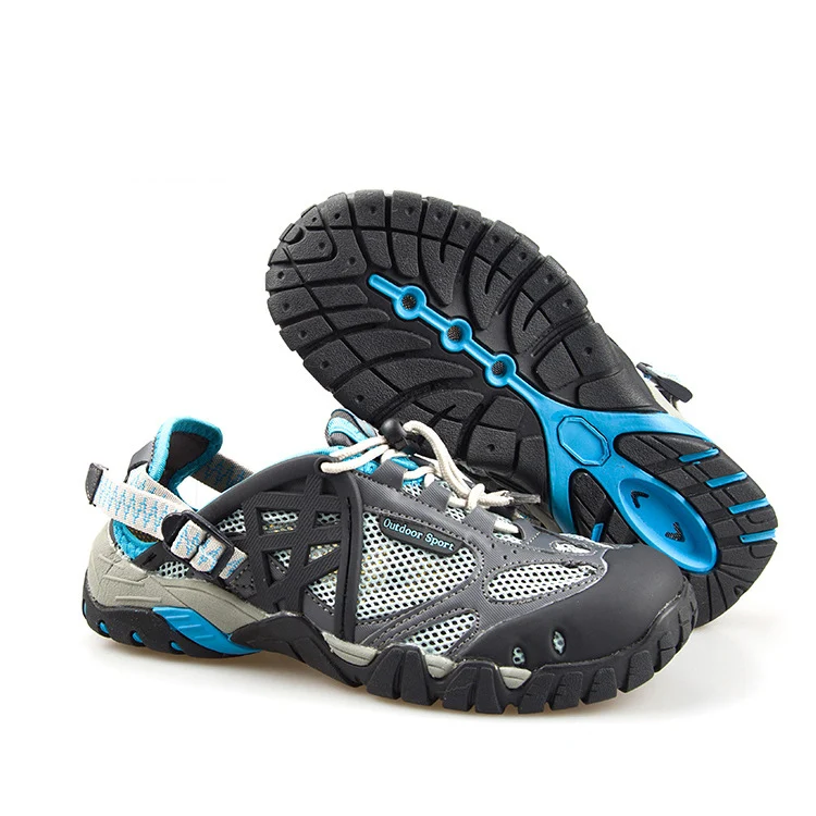 Lovers outdoor drainage shockproof anti-slip hiking wading sandals men women wearable mesh breathable quick-drying beach shoes