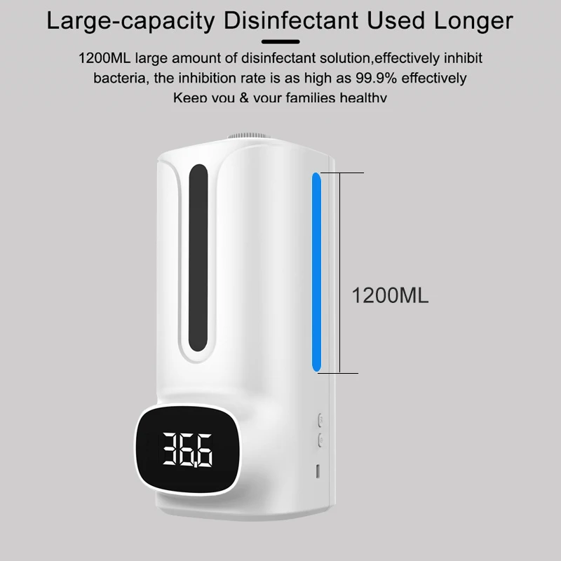 

1200ML Liquid Soap Dispenser Large Capacity Hand Washing Integrated Machine Induction Temperature Measurement Disinfection Tools