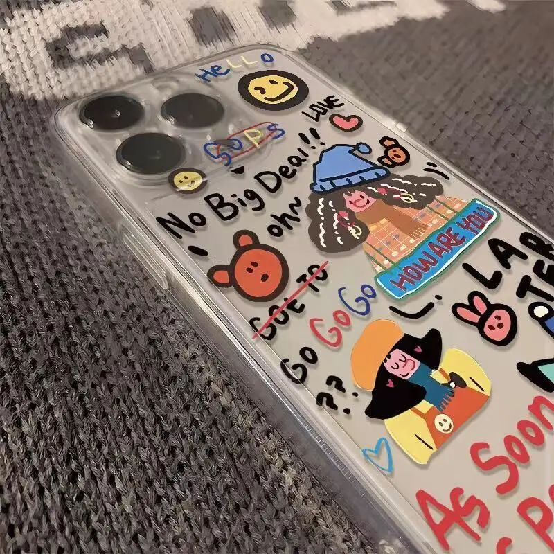 Милый мультяшный мягкий чехол для телефона iphone 15 pro max 14 plus 13 11 12 защитная задняя