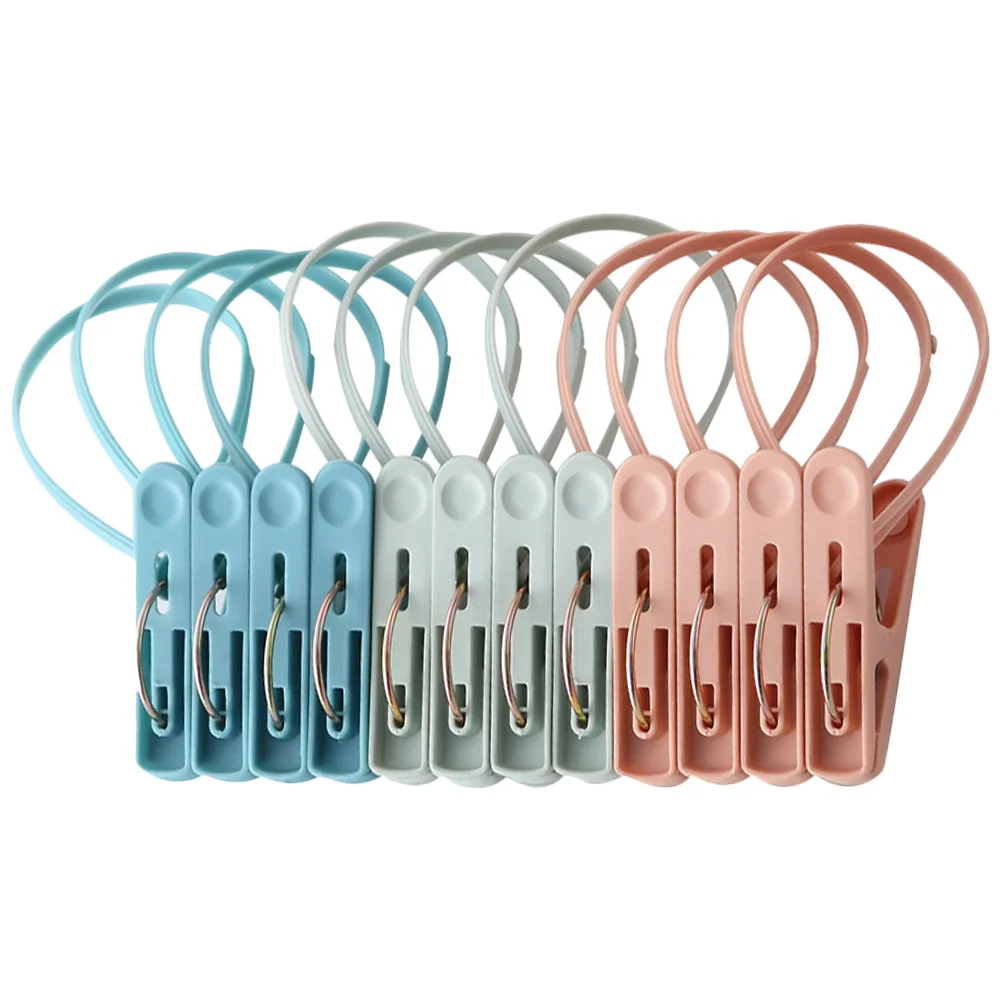

12 Pcs Clothing Clamps Plastic Clothes Pin Tricolor Simple Clips Clothesline Pp