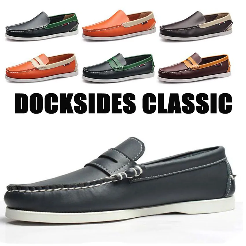 

Fashion Men's Genuine Leather Driving Shoes,Slip-On Docksides Classic Boat Shoes,Brand Design Flats Loafers For Men Women