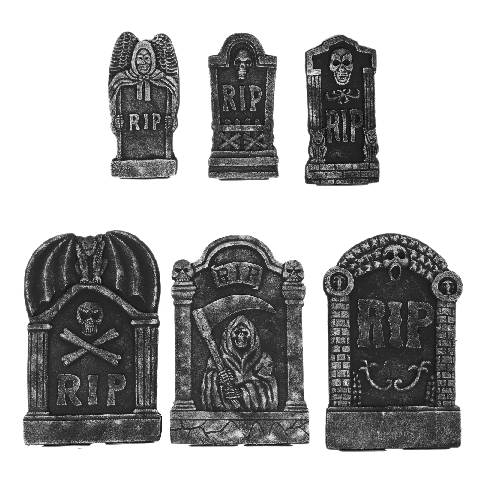 

6 Pcs Halloween Tombstone Decorations Gravestone Ornaments Lawn Headstone Foam Spooky Scene Layout Props
