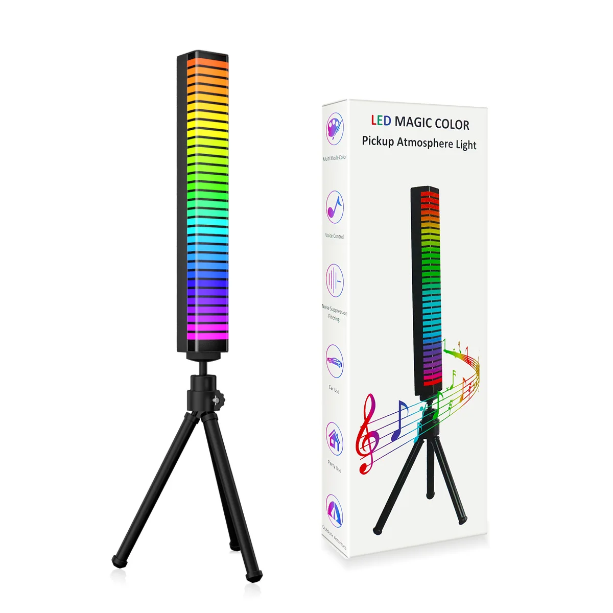 

3D APP Sound Control Light RGB Pickup Voice Activated Rhythm Lights Music Color Ambient LED Lamp Atmospher Night Light Chargable