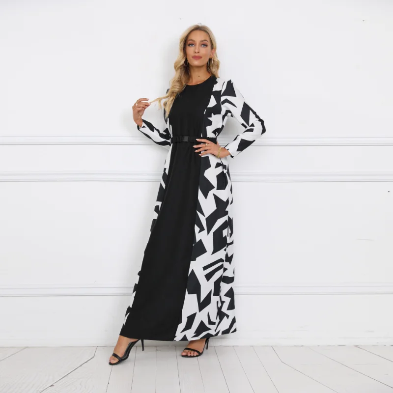 Muslim Dress Robe Femme Musulmane 2022 New Splicing Printing Elegant  Fashion Abayas for Women Vestidos Arabes Dubai Y Turcos