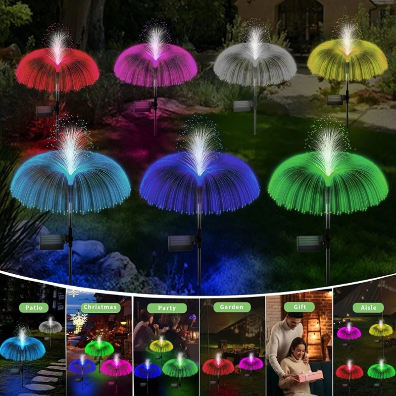 

E5BE Solar Power Lamps Outdoor Solar Jellyfish Shaped Garden Lights Waterproof LED Landscape Lamps for Garden Yard Decoration