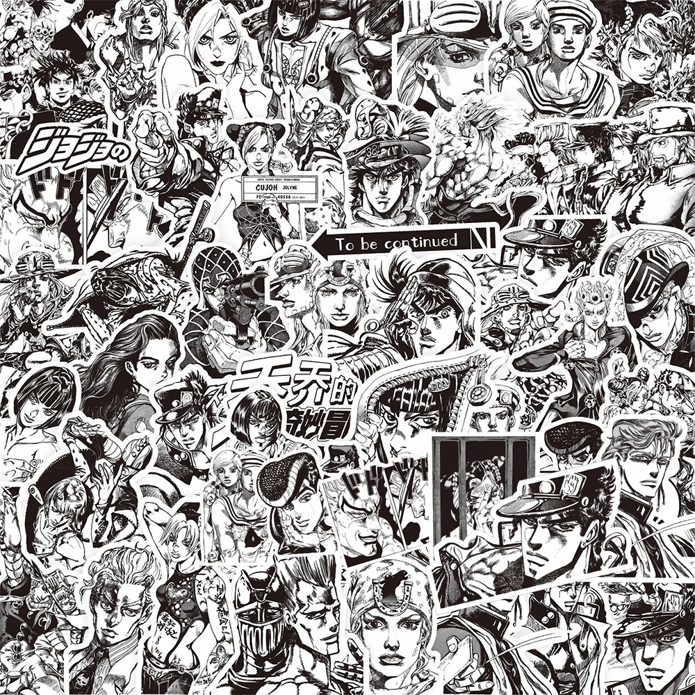 10/30/77 шт. черно-белые аниме JoJo Bizarre Adventure наклейки Kujo Jotaro мультяшные скейтборд