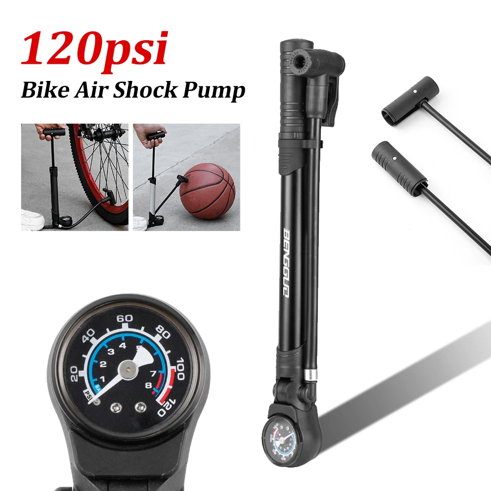 

Portable Bike Pump Foldable 120PSI High-Pressure Inflator With Gauge Manual Floor Pump For Presta & Schrader MTB Road Bike Tool