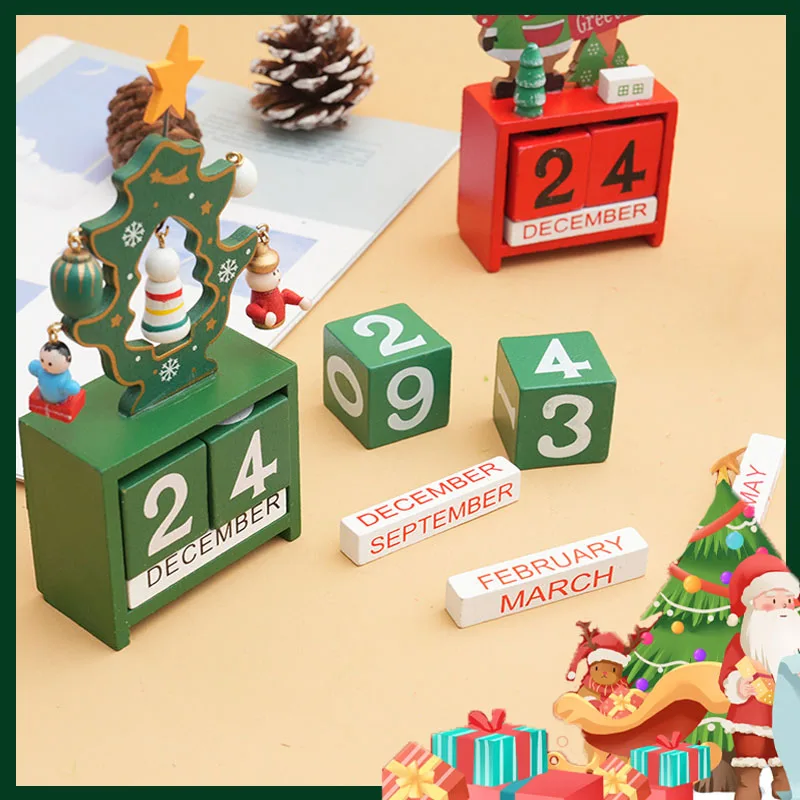 

Santa Claus Elk Snowman Wooden Calendar Christmas Ornaments Christmas Count Down Calendar Home Desktop Decoration New Year Gifts