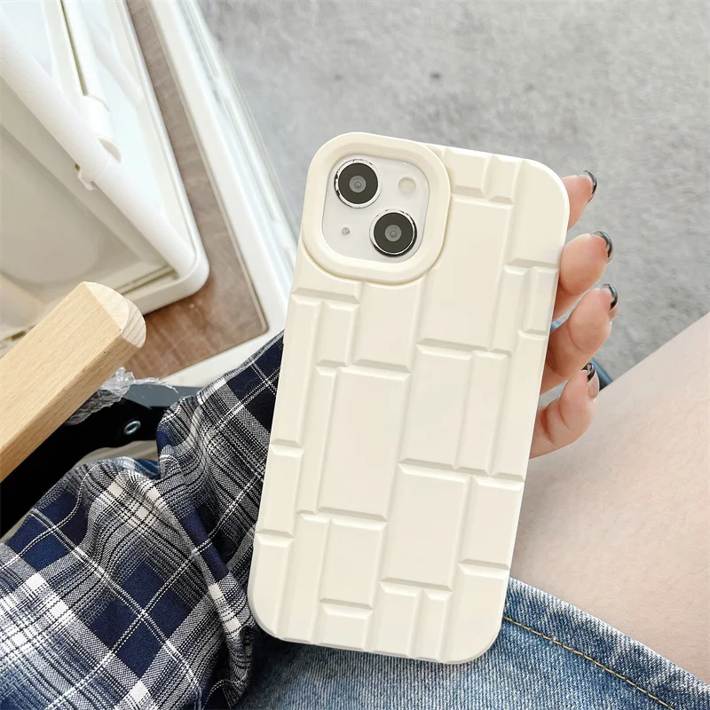 

Korea Plating 3D Clear Laser Phone Case For Iphone 14 13 Pro Max 12 11 Plus Xs X Xr Colorful Stereo Plaid Silicone Cover