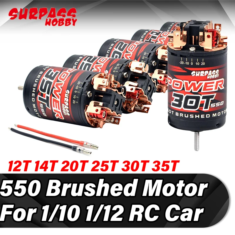 

SURPASS HOBBY 550 Brushed Motor 12T 14T 20T 25T 30T 35T Replace Carbon Brush for 1/10 1/12 RC Car Crawler Monster Truck Off Road