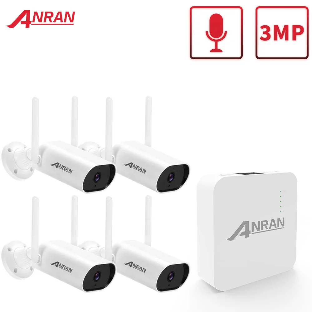 

ANRAN CCTV Video Camera Kit 4CH Mini NVR 3MP Wireless Security Camera Kit Night Vision Outdoor Wifi Surveillance Camera System
