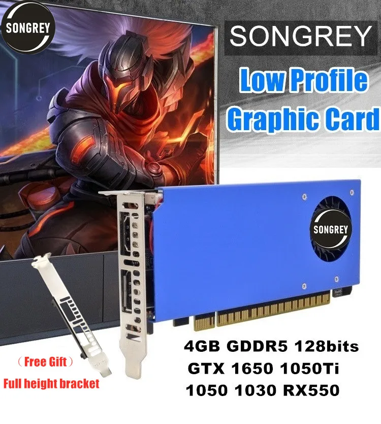 SONGREY GTX 1650 1050Ti 1050 GT 1030 RX550 4GB Low Profile Graphics Card lp Video Card Graphics Card lp GPU nVIDIA lp