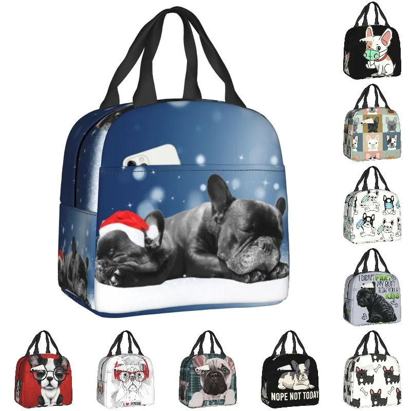 Custom Cute Pet French Bulldog Lunch Bag Women Cooler Thermal Insulated Lunch Boxes for Children School Thermal Bags lunchbag