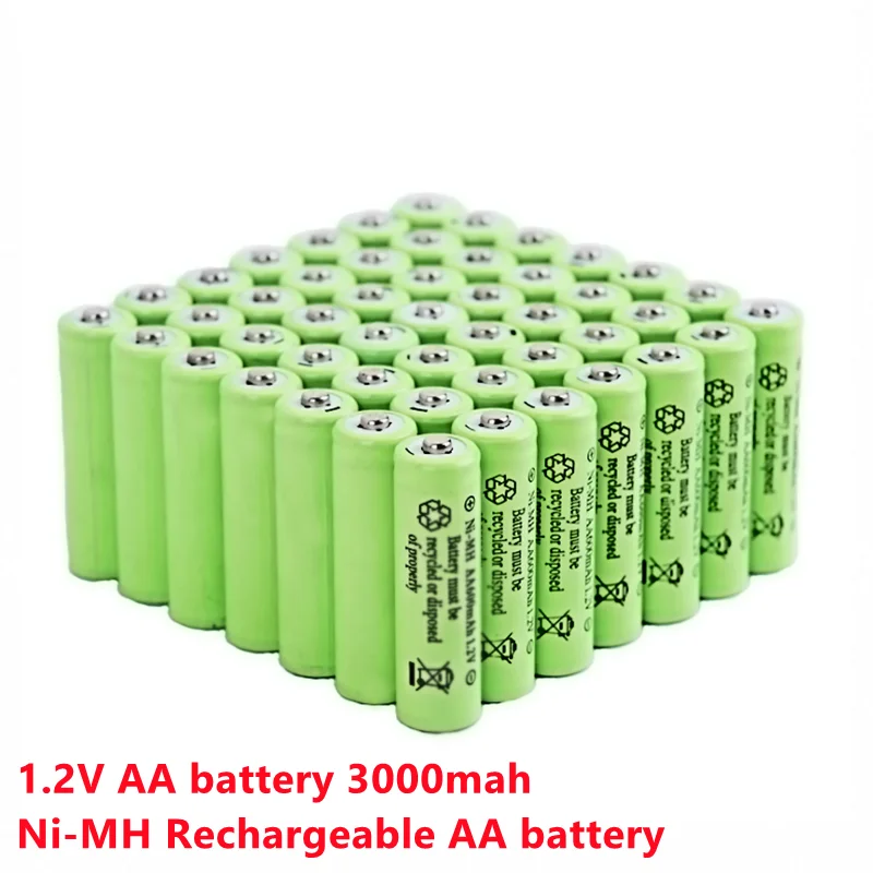 100% NEW 1.2V AA battery 3000mah Ni MH Rechargeable AA battery can be used for MP3 LED lamp of toy camera microphone