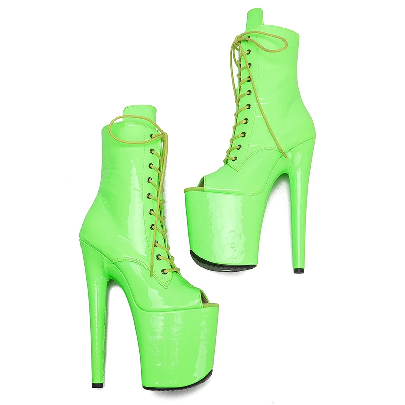 Leecabe 20cm/8inches patent shininy  upper  top open  High Heel platform   Pole Dancing boots