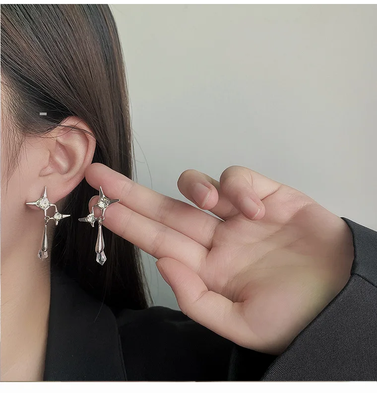 

Korean Personalized Cross Pendant Earrings Elegant and Exquisite Silver Women's High Quality Fashion Jewelry Gifts