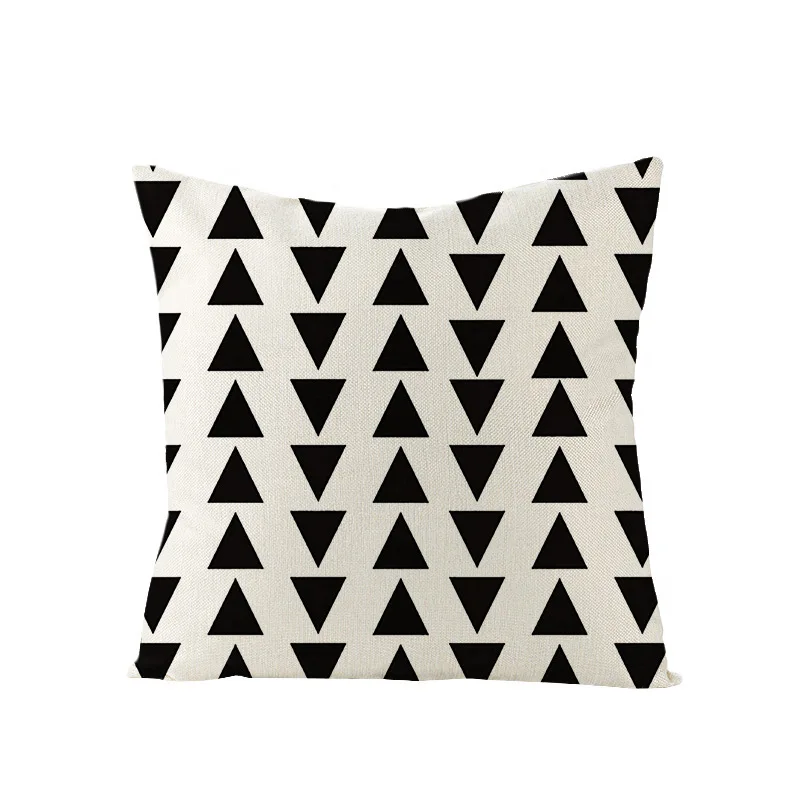 

Black and White Nordic Geometric Cushion Cover 45X45 Stripe Printing Pillowcase Square Living Room Bedroom Home Decor Sofa J1999